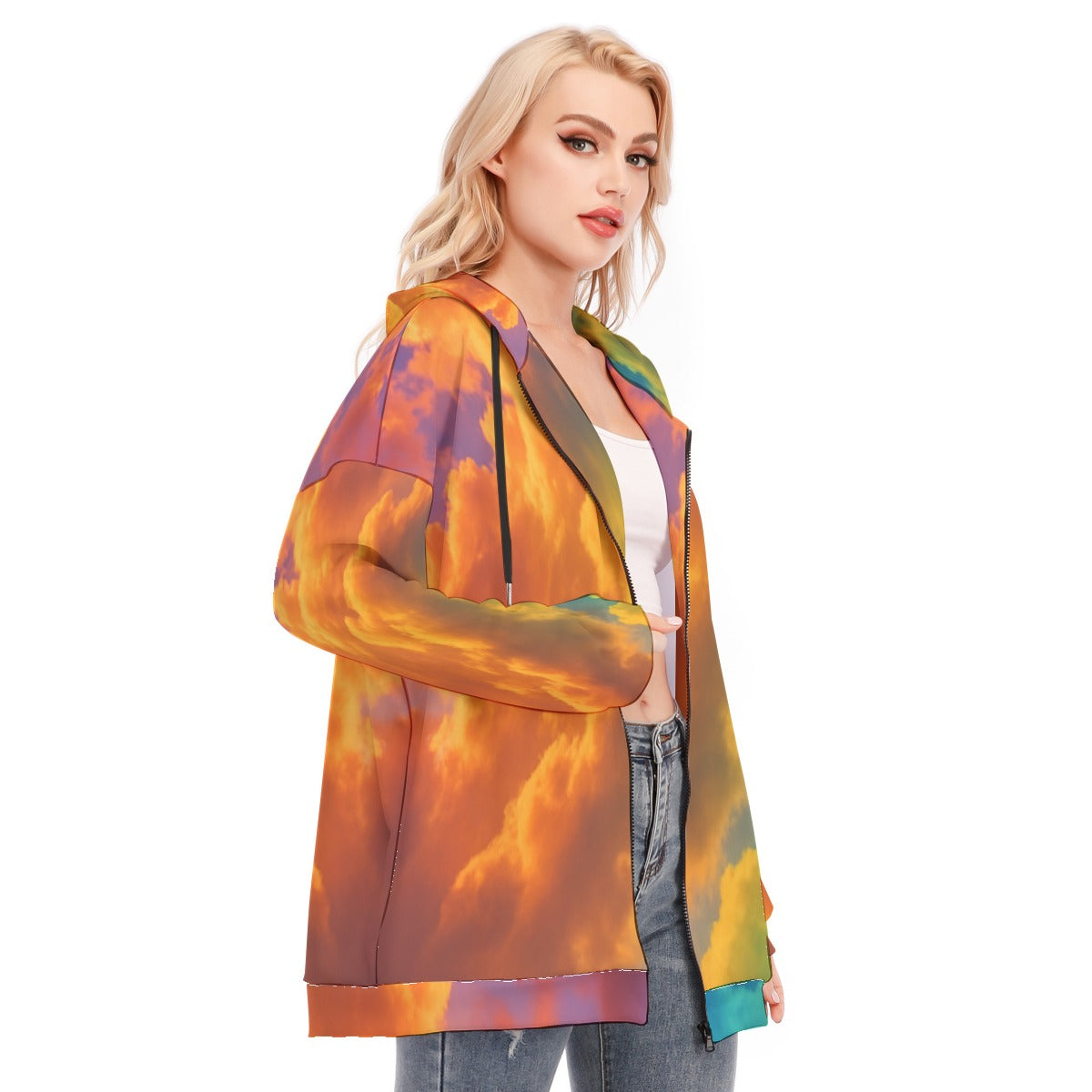 Women's Long Hoodie With Zipper Closure