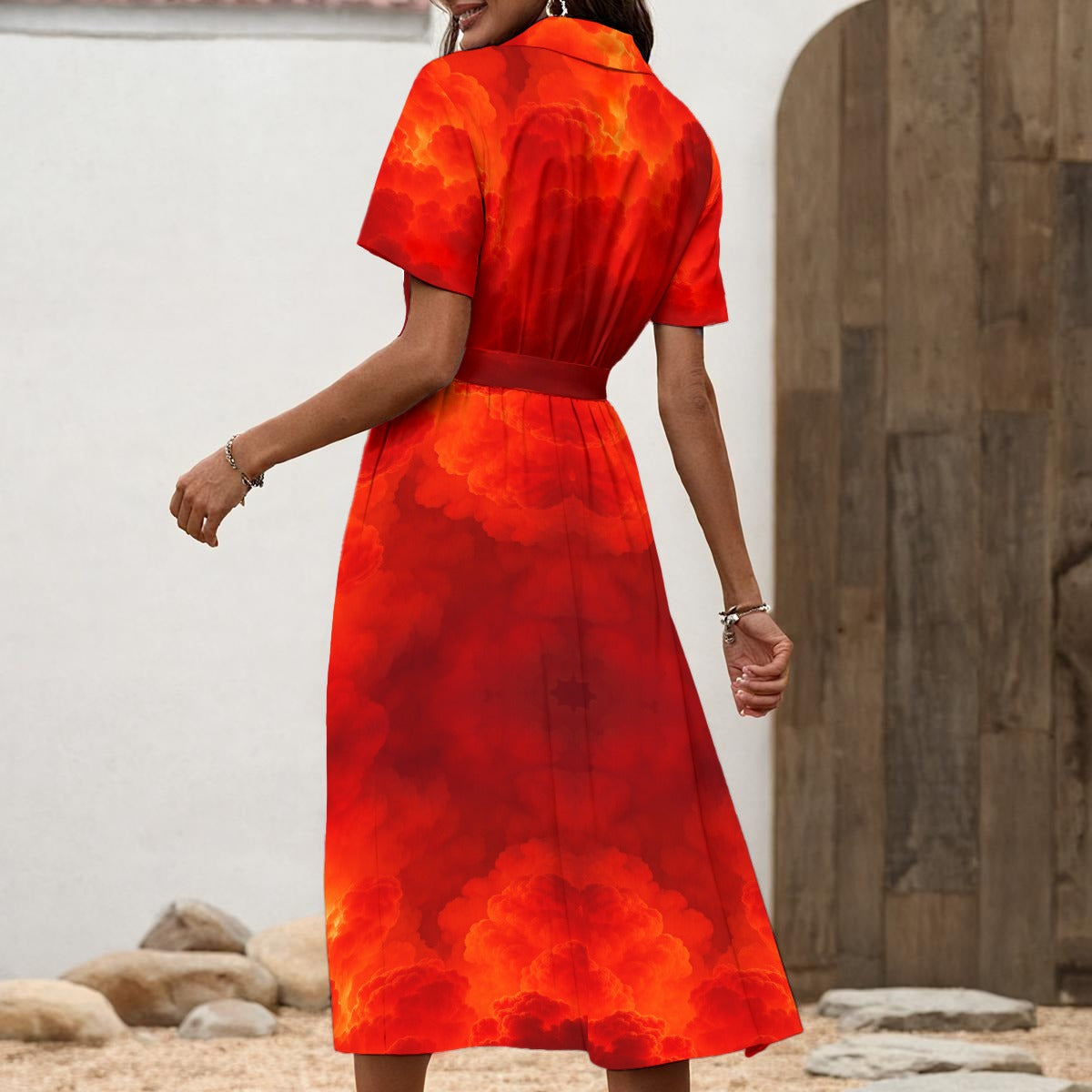 Women's Shirt Dress with Waist Tie