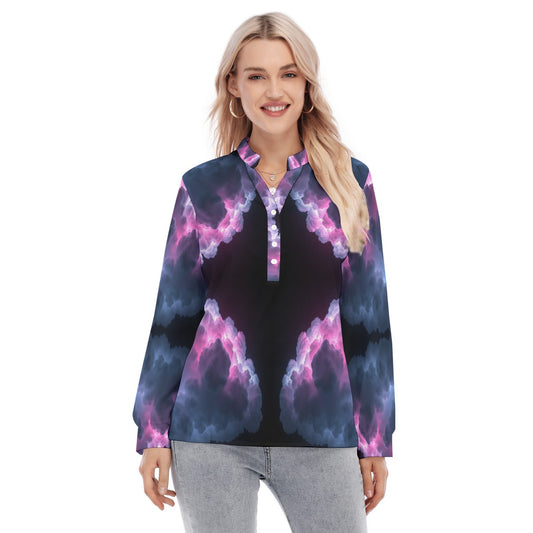 Women's Long Sleeve Blouse With Button Closure