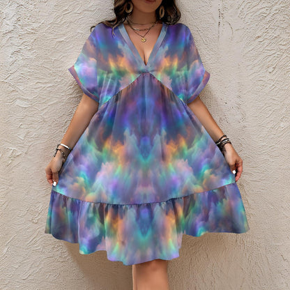 Women’s Floral V-Neck Short Sleeve Dress
