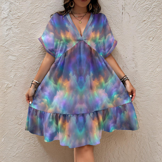 Women’s Floral V-Neck Short Sleeve Dress