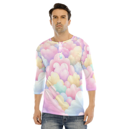 Men's Bracelet Sleeve T-shirt With Button Closure - view 1