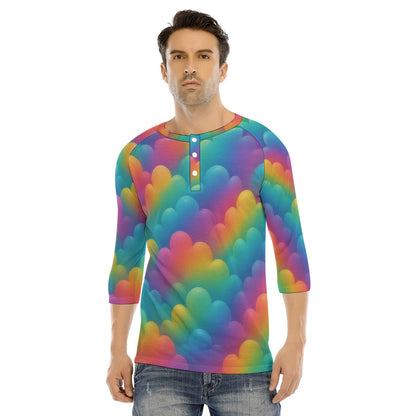 Men's Bracelet Sleeve T-shirt With Button Closure - view 1