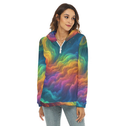 Women's Borg Fleece Hoodie With Half Zip