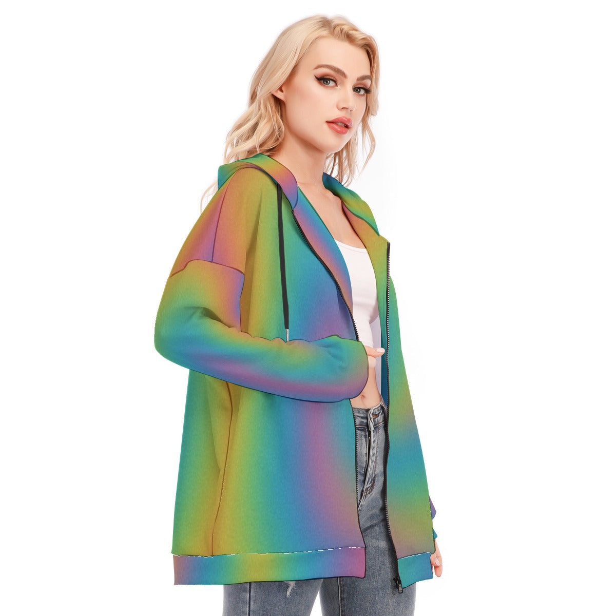 Women's Long Hoodie With Zipper Closure