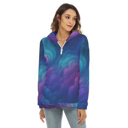 Women's Borg Fleece Hoodie With Half Zip