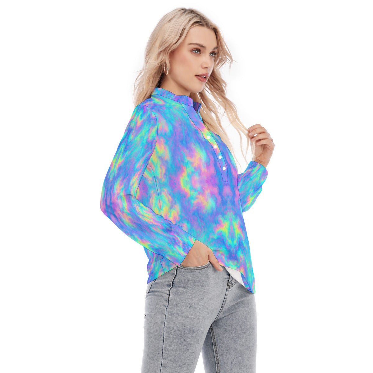 Women's Long Sleeve Blouse With Button Closure