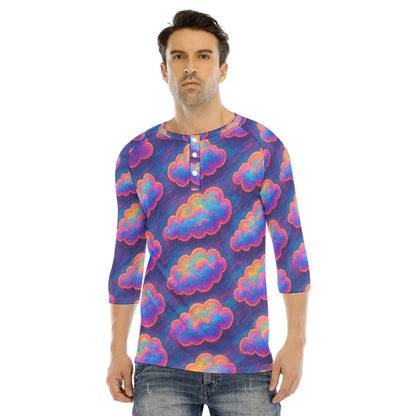 Men's Bracelet Sleeve T-shirt With Button Closure - view 1