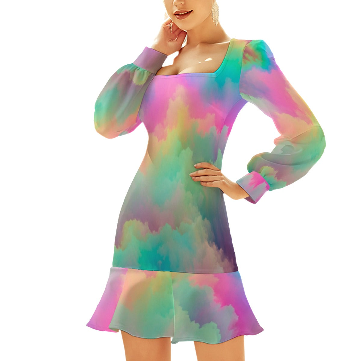 Women's Ruffle Hem Skinny Dress