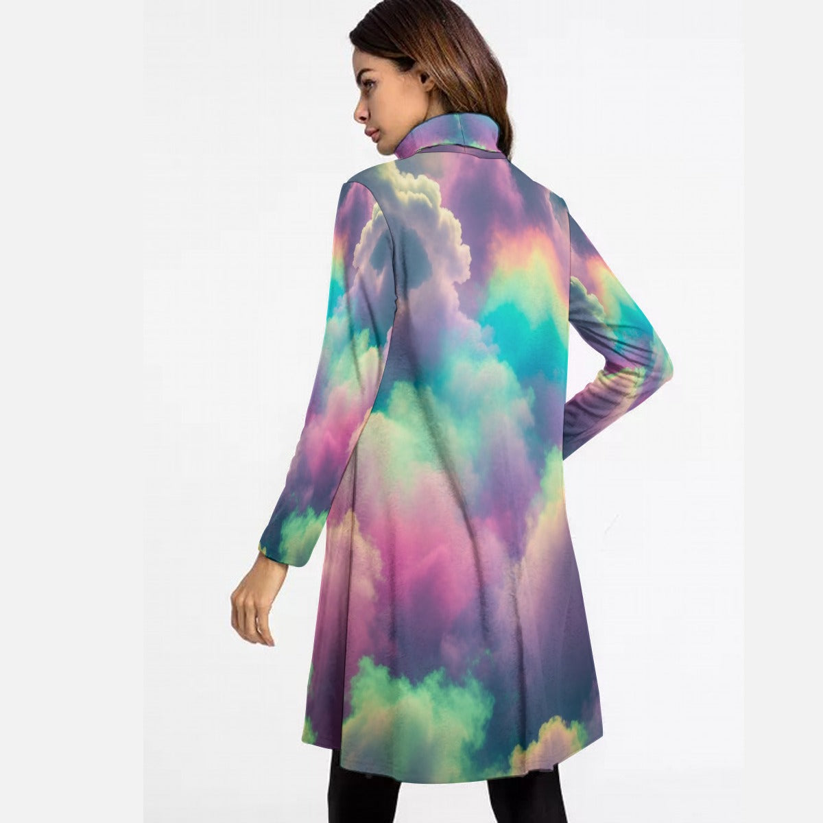 Women's High Neck Dress With Long Sleeve