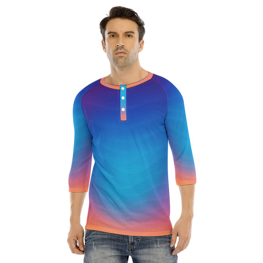 Men's Bracelet Sleeve T-shirt With Button Closure - view 1
