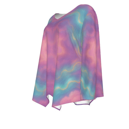 Women's V-neck T-shirt With Irregular Hem