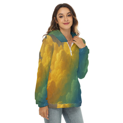 Women's Borg Fleece Hoodie With Half Zip