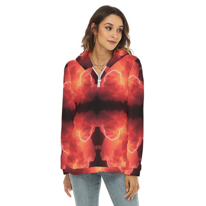 Women's Borg Fleece Hoodie With Half Zip