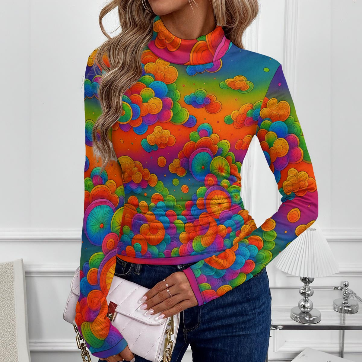 Women's Women's High-Neck Top With Long Sleeve