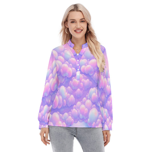 Women's Long Sleeve Blouse With Button Closure