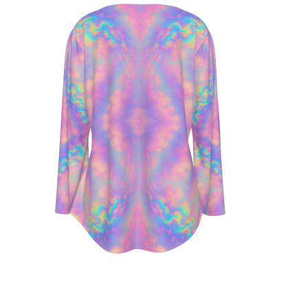 Women's V-neck T-shirt With Irregular Hem