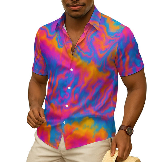 Men's Imitation Silk Short-Sleeved Shirt