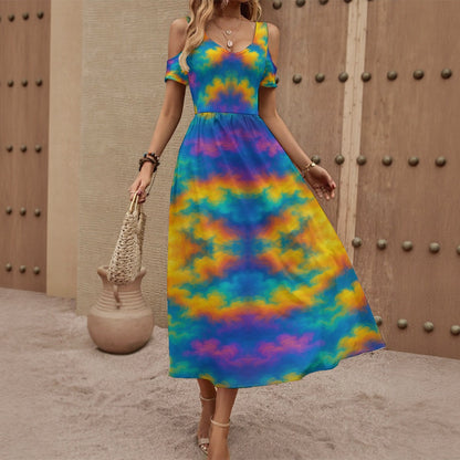 Women's V-neck Off-shoulder Dress