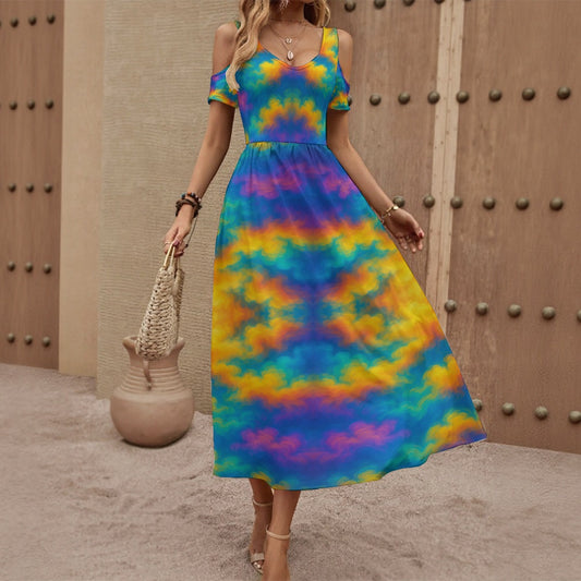 Women's V-neck Off-shoulder Dress