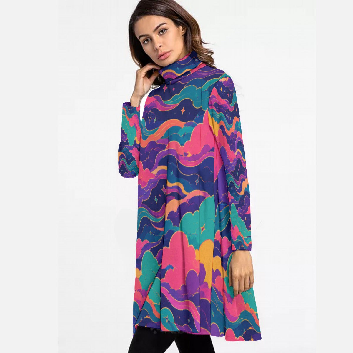 Women's High Neck Dress With Long Sleeve by O’Nimbus – view 3