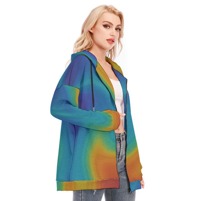 Women's Long Hoodie With Zipper Closure