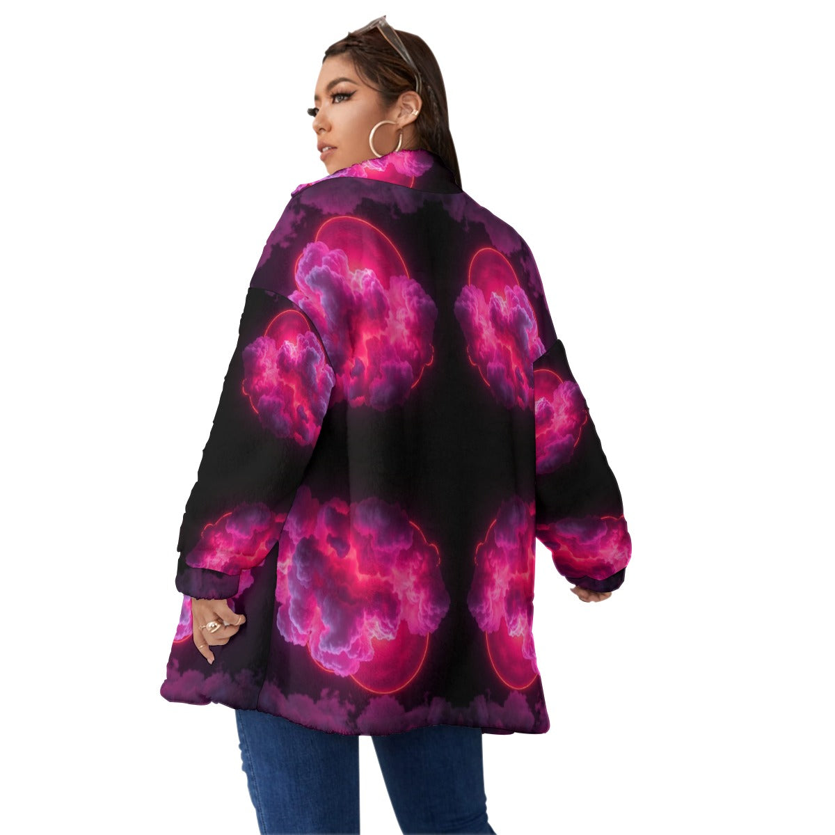 Unisex Borg Fleece Stand-up Collar Coat With Zipper Closure(Plus Size)