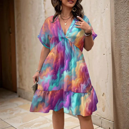 Women’s Floral V-Neck Short Sleeve Dress