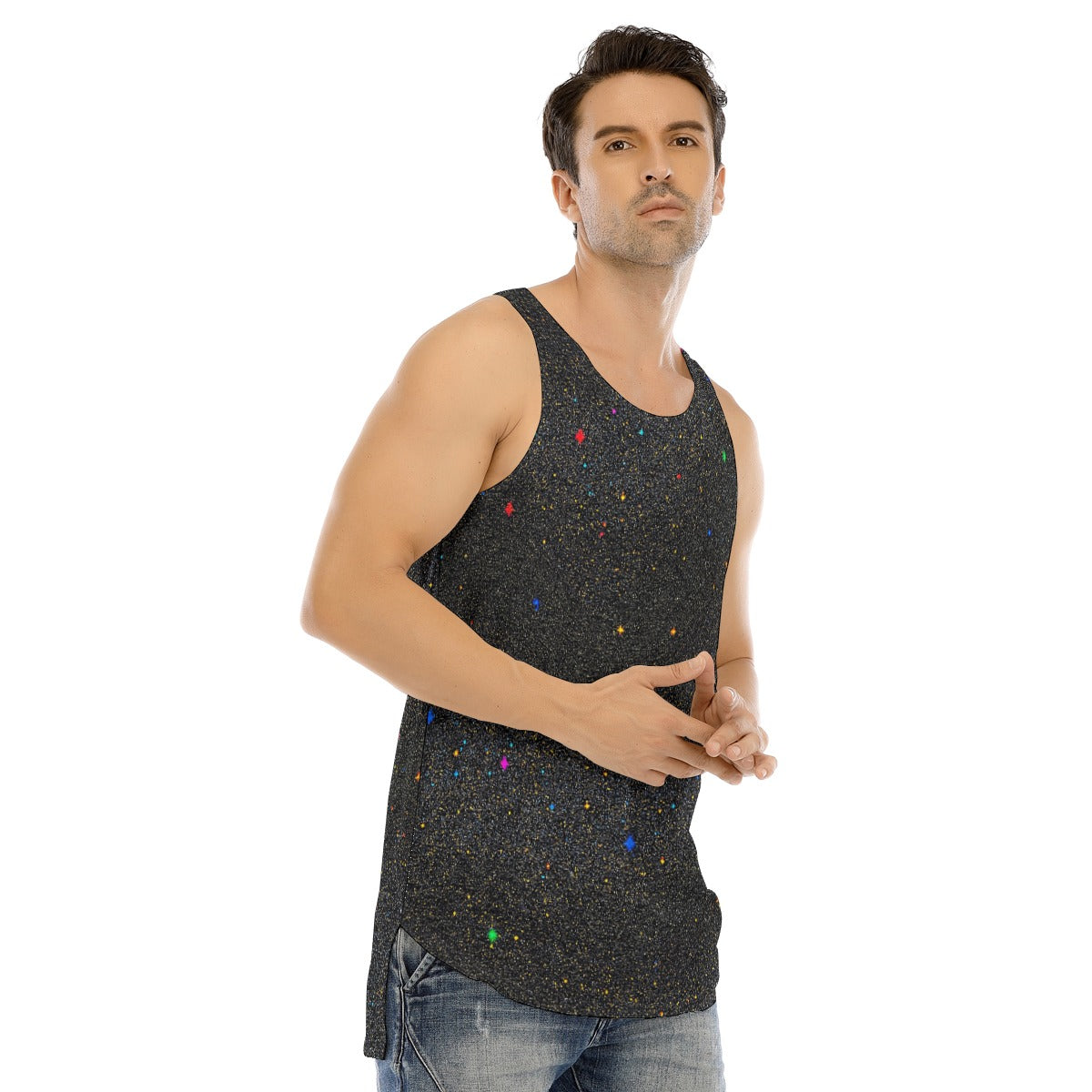 Men's Curved Hem Long Tank Top