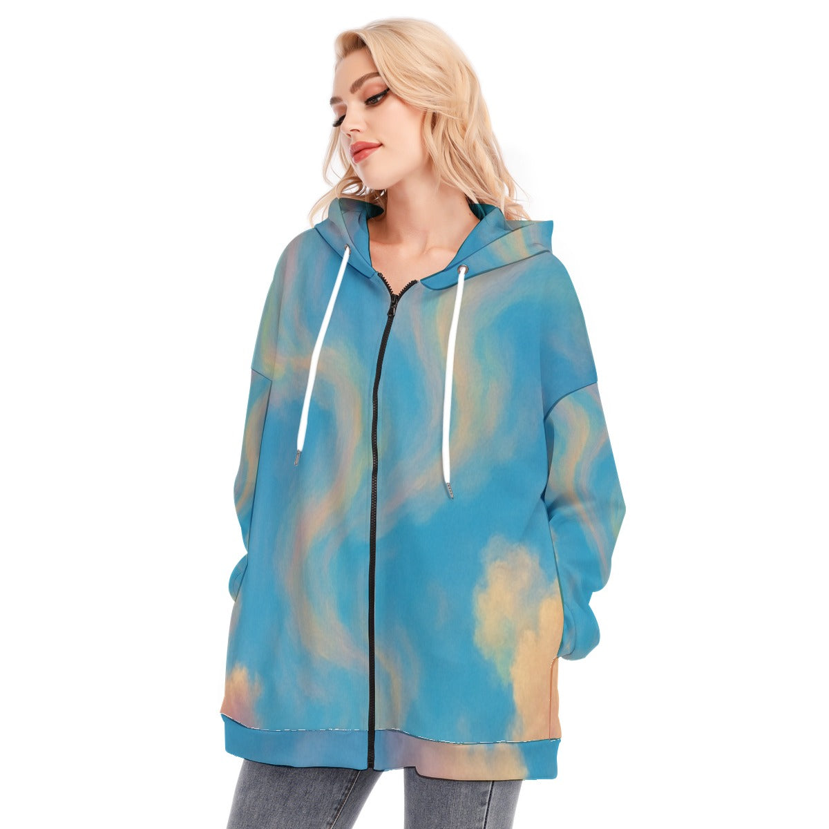 Women's Long Hoodie With Zipper Closure