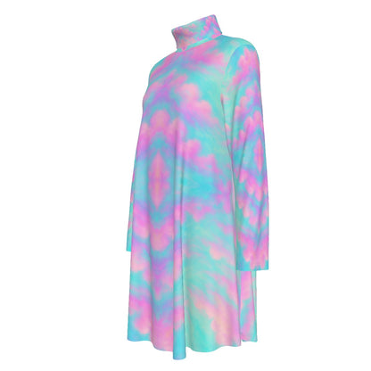 Women's High Neck Dress With Long Sleeve