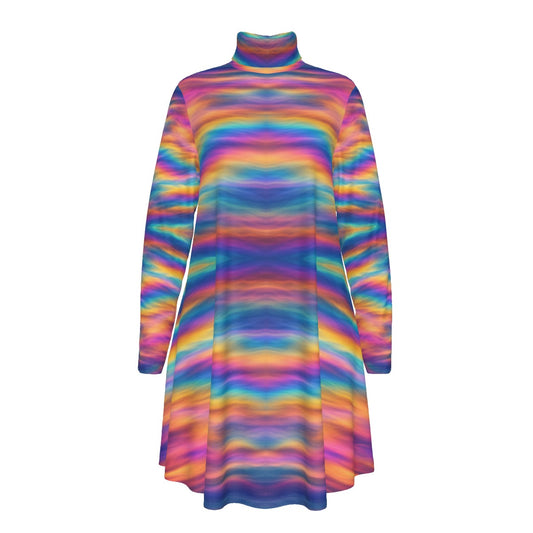 Women's High Neck Dress With Long Sleeve