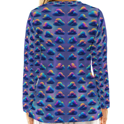 Women's Loose V-Neck T-Shirt With Long Sleeve