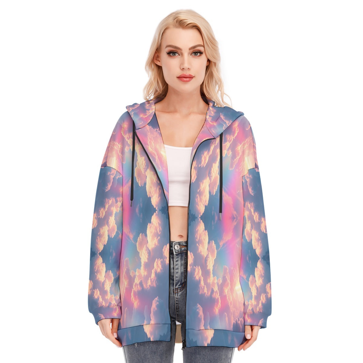 Women's Long Hoodie With Zipper Closure