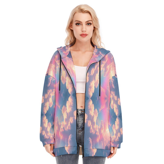 Women's Long Hoodie With Zipper Closure