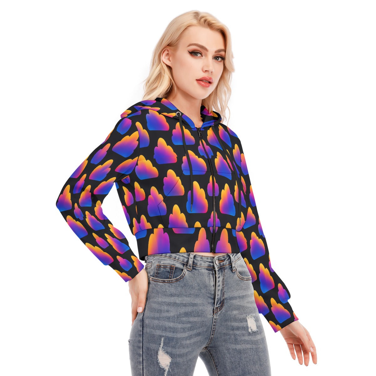 Women's Crop Top Hoodie With Zipper Closure