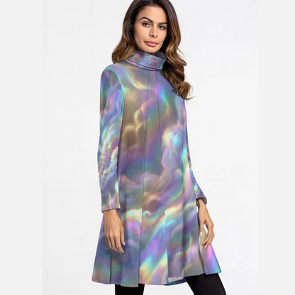 Women's High Neck Dress With Long Sleeve