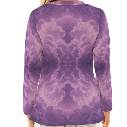 Women's Loose V-Neck T-Shirt With Long Sleeve