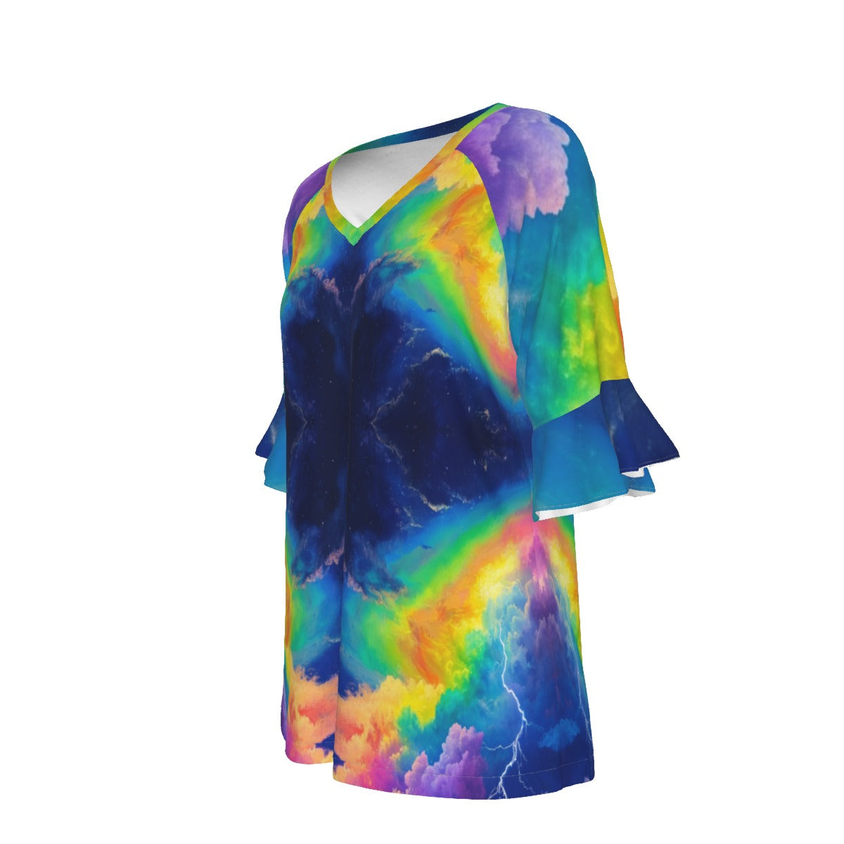 V-neck Women's T-shirt With Bell Sleeve