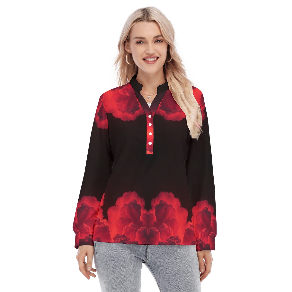 Women's Long Sleeve Blouse With Button Closure