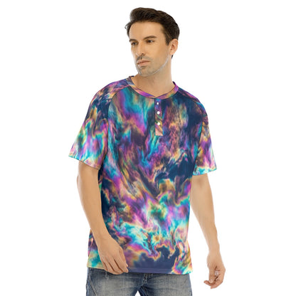 Men's Raglan Sleeve T-shirt With Button Closure