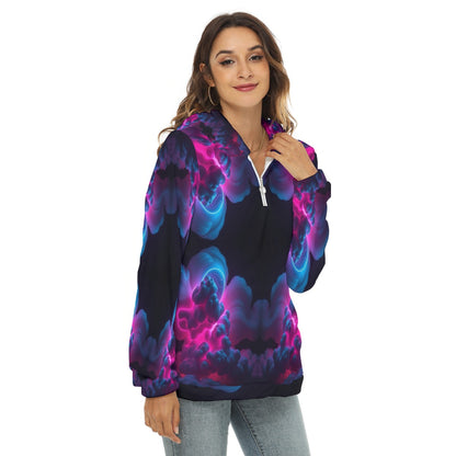 Women's Borg Fleece Hoodie With Half Zip