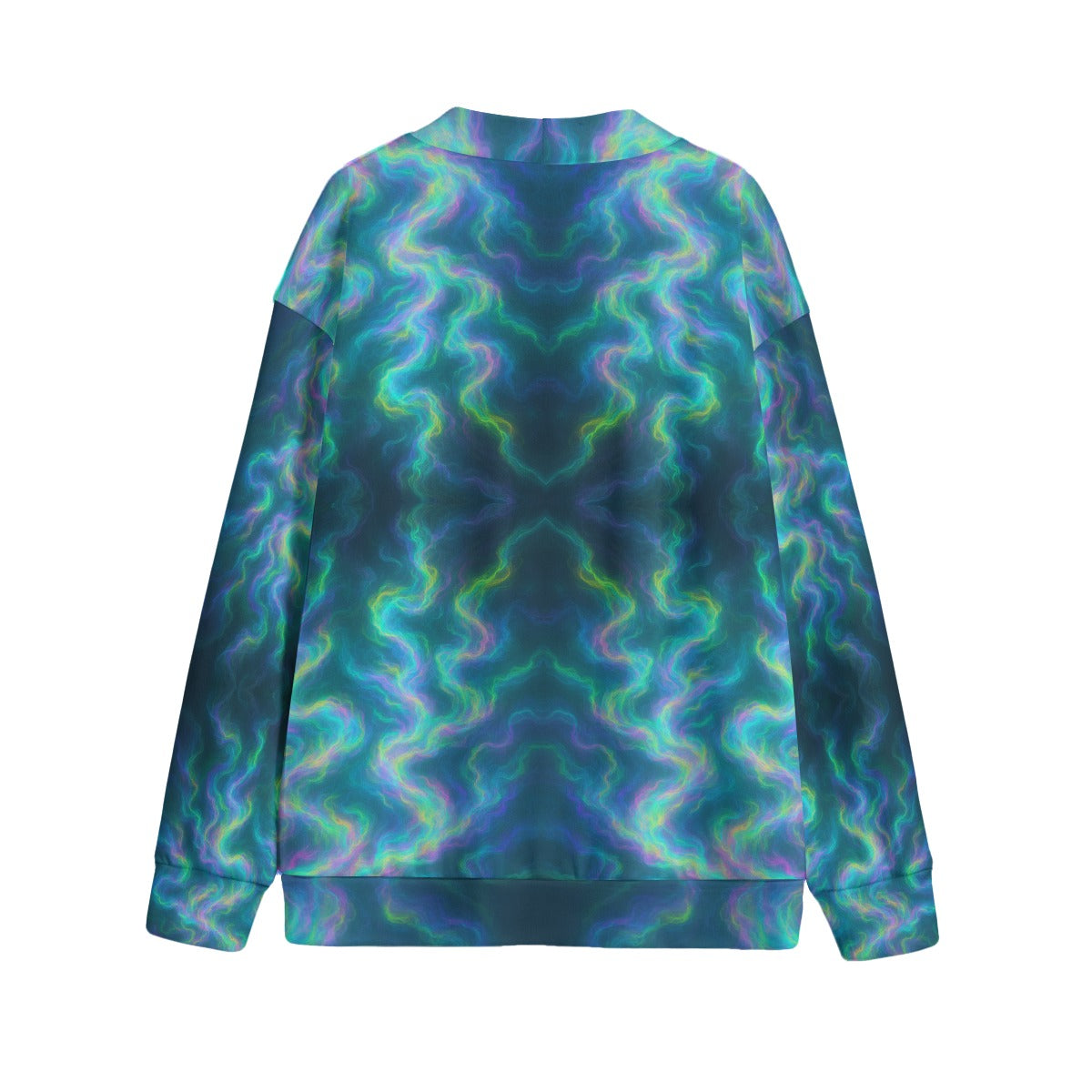 Unisex V-neck Knitted Fleece Cardigan With Button Closure