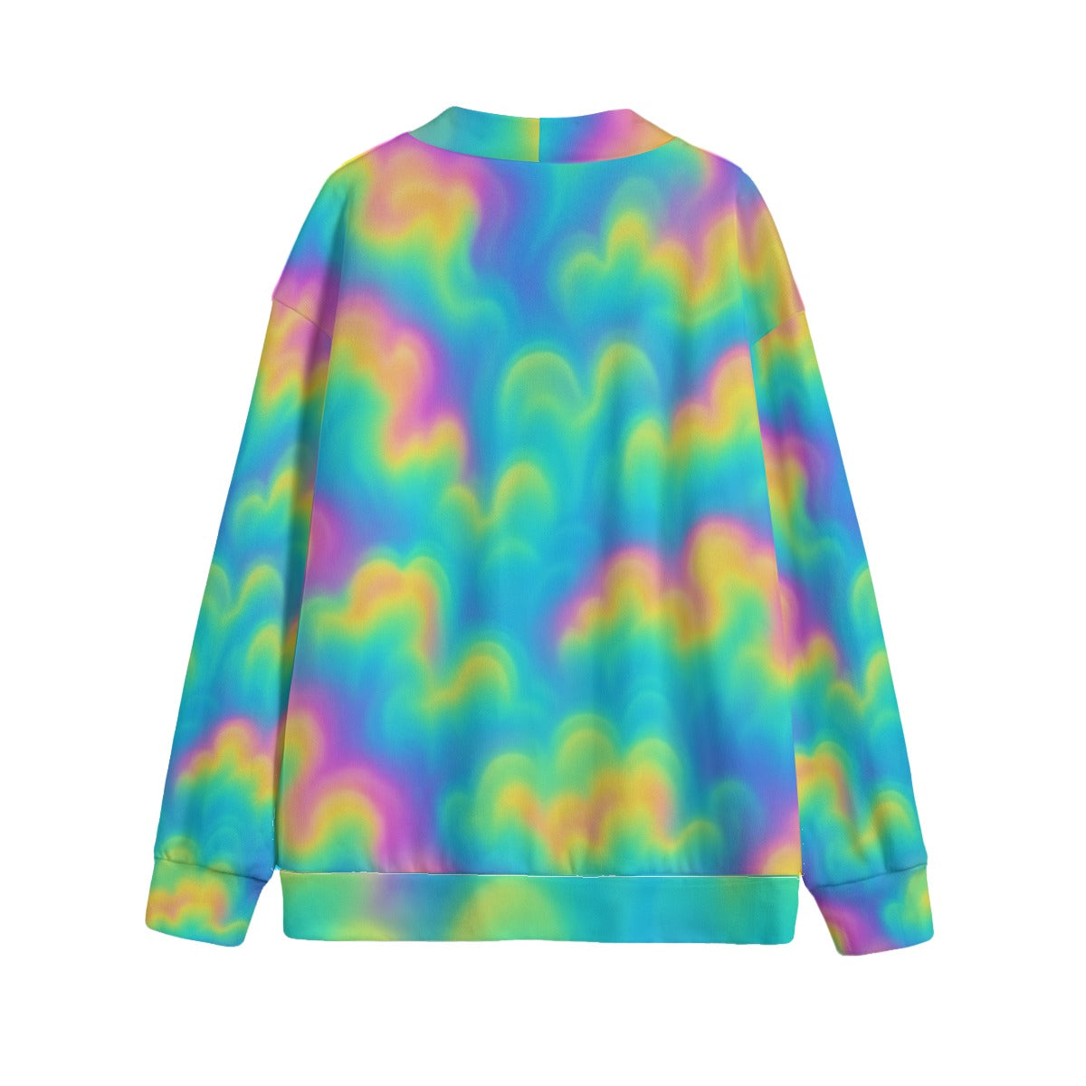 Unisex V-neck Knitted Fleece Cardigan With Button Closure