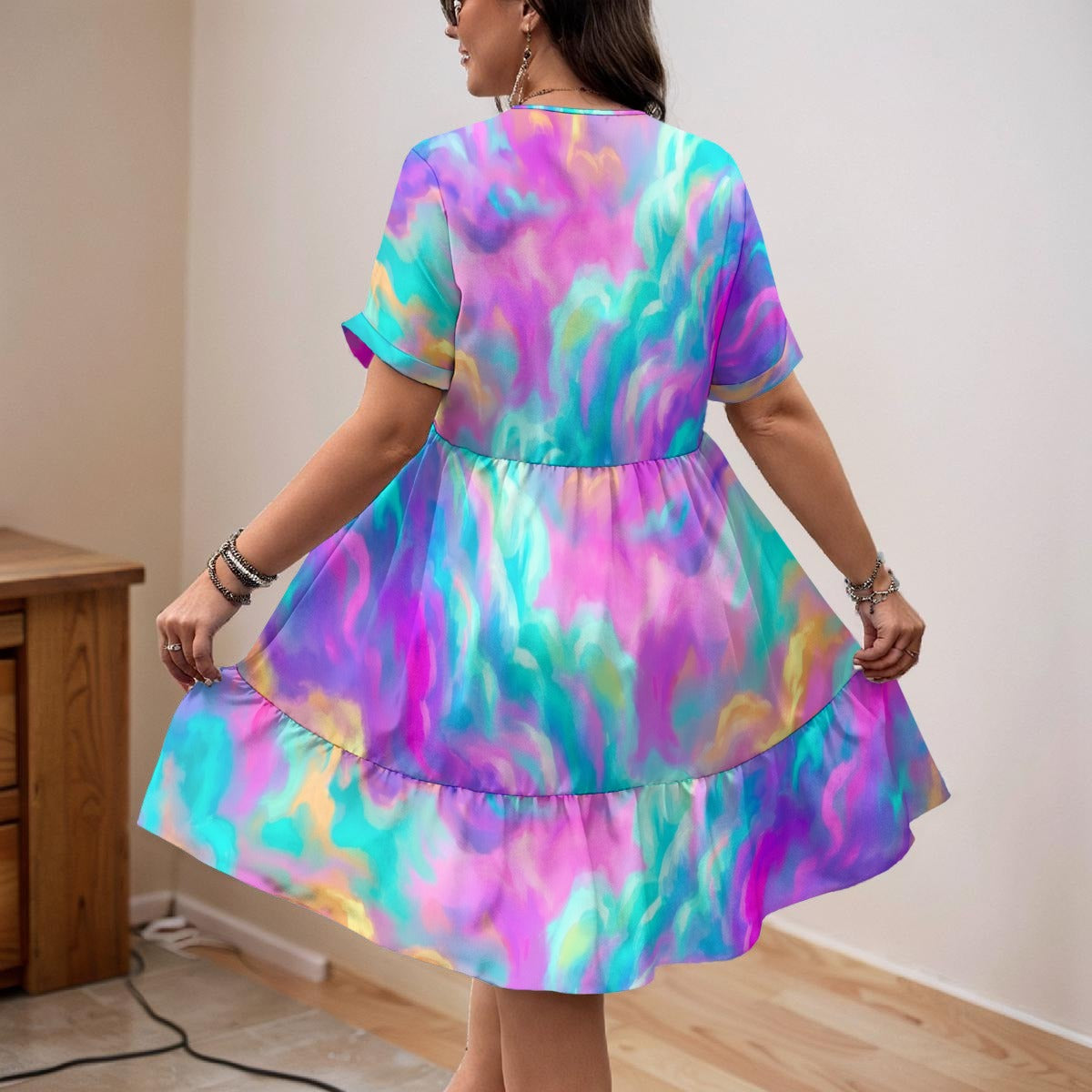 Women’s Floral V-Neck Short Sleeve Dress