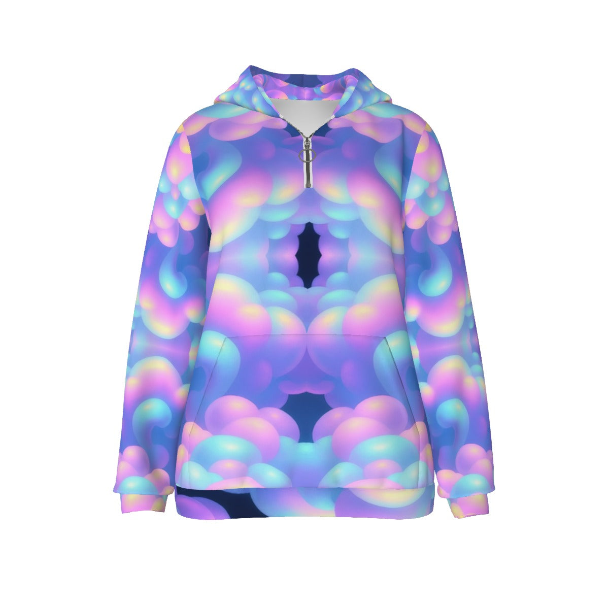 Women's Borg Fleece Hoodie With Half Zip