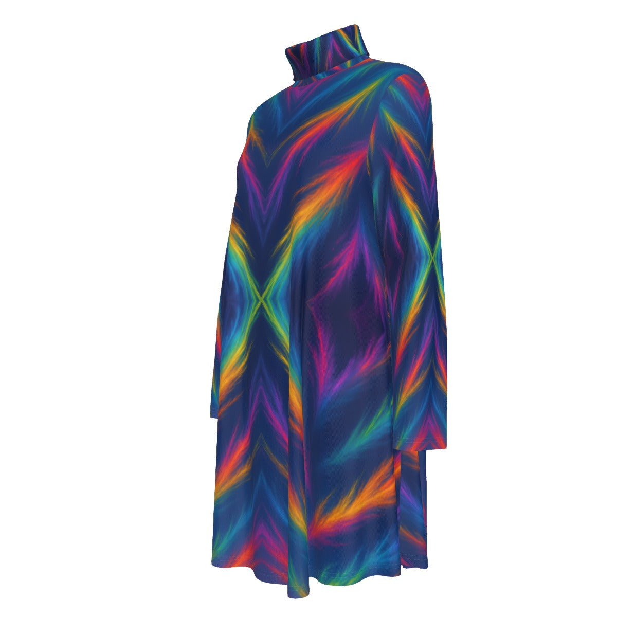 Women's High Neck Dress With Long Sleeve