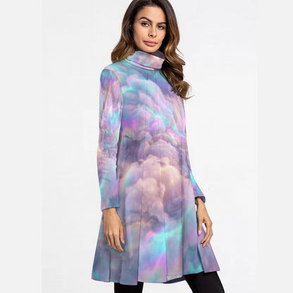 Women's High Neck Dress With Long Sleeve