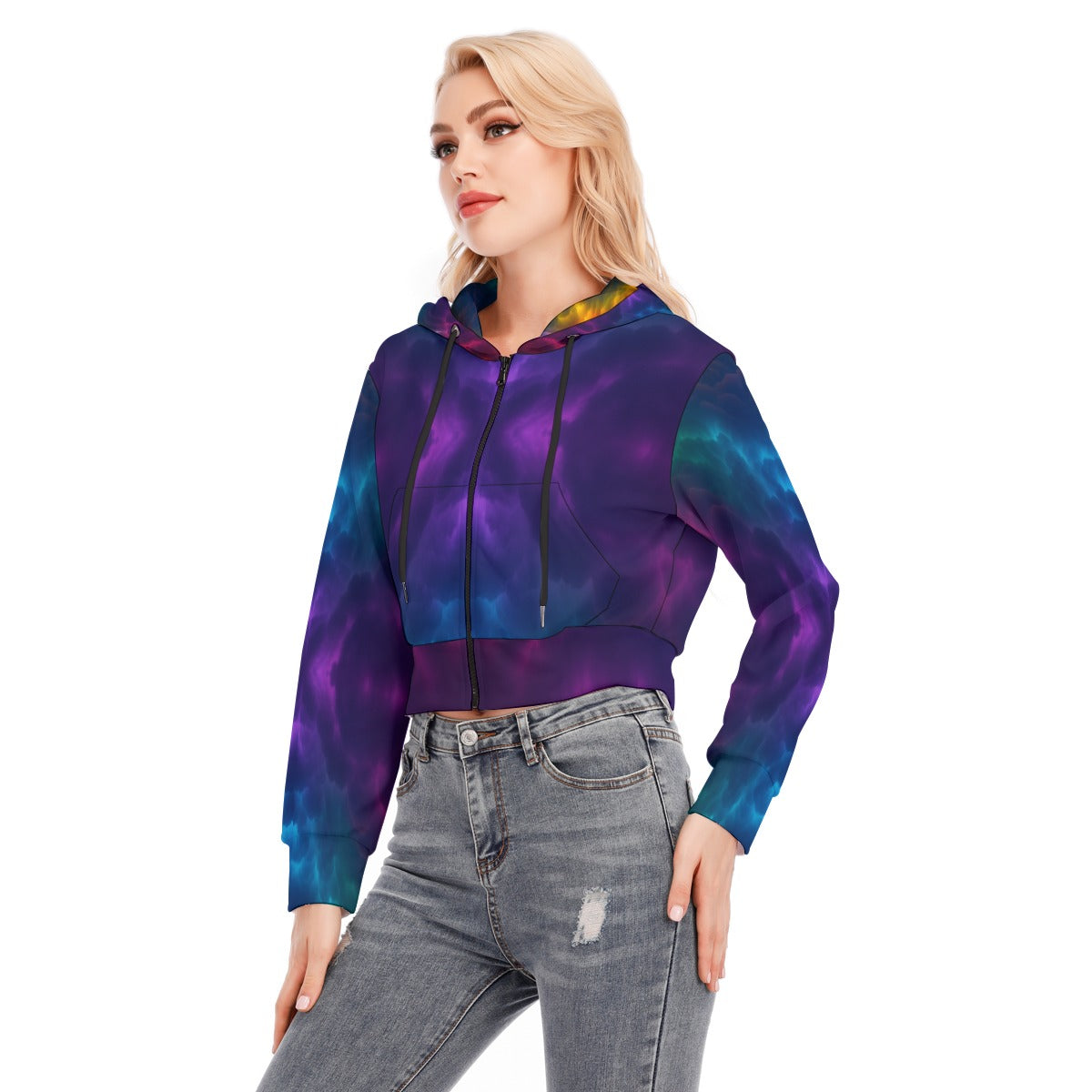 Women's Crop Top Hoodie With Zipper Closure