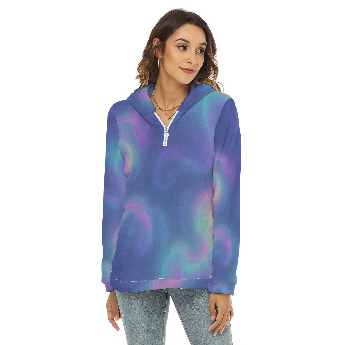 Women's Borg Fleece Hoodie With Half Zip